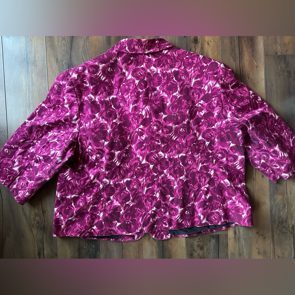 Talbots Pink Floral Blazer Jacket Plus Size 22W Rose Print Statement - Picture 5 of 7